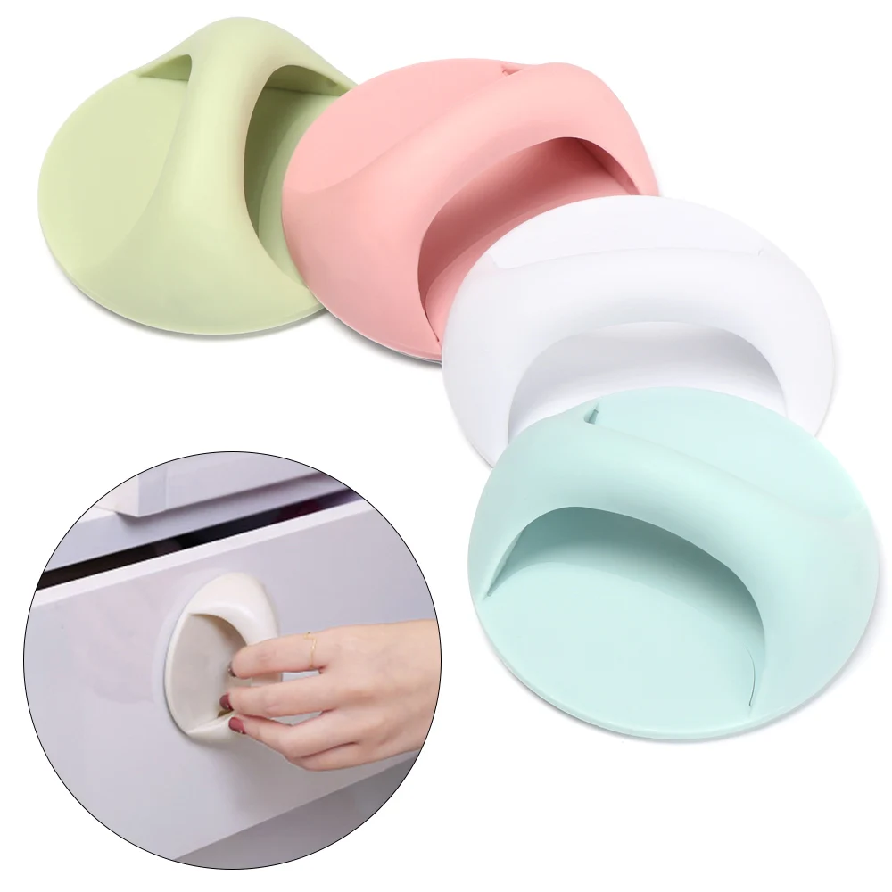 Self-adhesive Door Handles Round Plastic Knobs Multi-purpose Wardrobe Pulls Glass Window Refrigerator Auxiliary Furniture Knobs