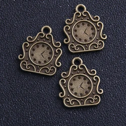 4pcs/lot 24*29mm Antique bronze house Clock Charms Zinc Alloy Pendants Fit Jewelry Making