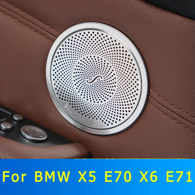 Car Stereo Speaker Door Sticker Cover For BMW X5 E70 X6 E71 2008-2015 Stainless steel Trim Car Styling Auto Accessories C