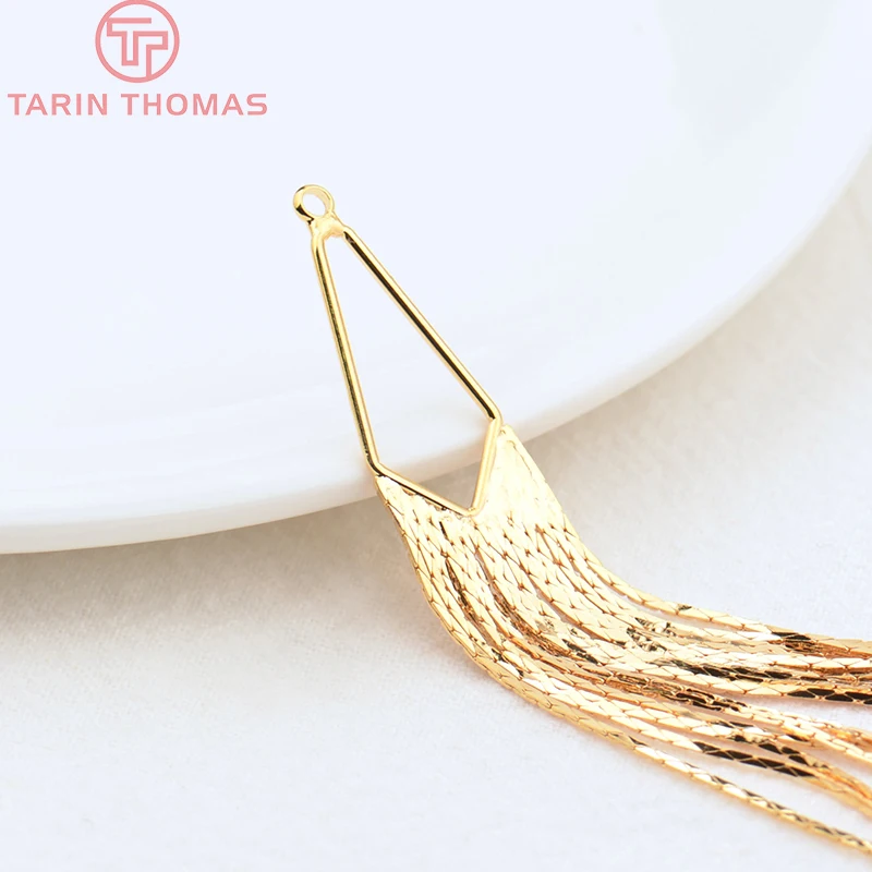 (2947)2PCS Full Length 125MM 24K Gold Color Brass Chain Tassel Charms Pendants High Quality Jewelry Making Supplies Diy Findings