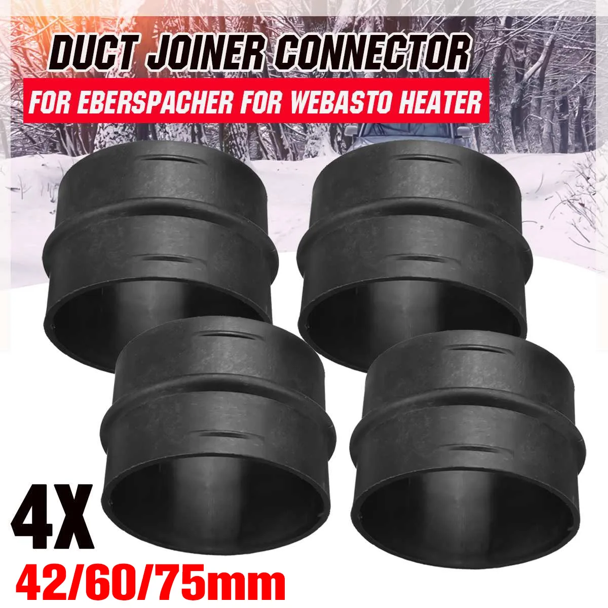 2/4pcs 42mm/60mm/75mm Car Heater Ducting Pipe Joiner Connector Air Diesel Heater Reducer Hose Tube Connector