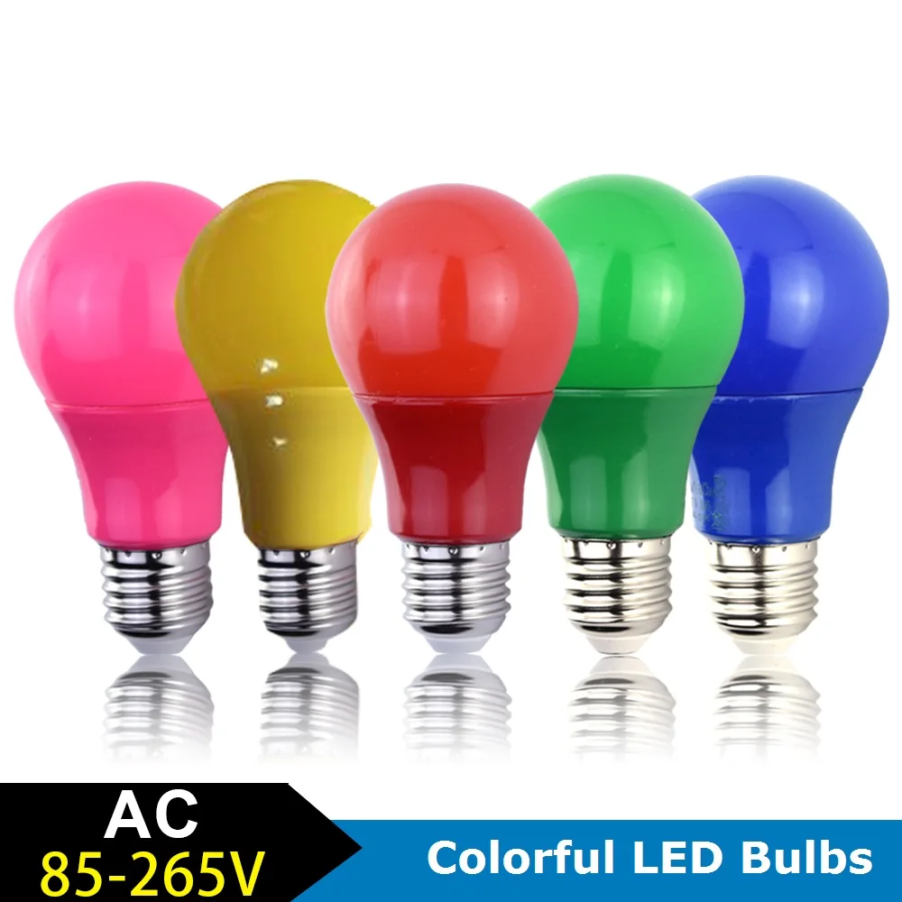 Bombillas LED E27 de colores, Lámpara decorativa de 5W, 7W, 9W, CA de 110V, 220V, para KTV, fiestas, museo, galería de arte, Pascua