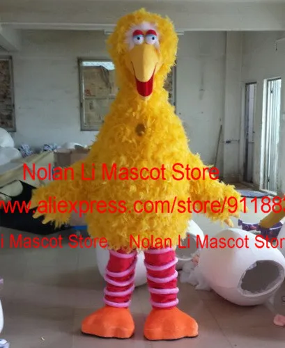 Costume de mascotte d'oiseau jaune en peluche de luxe, ensemble de dessin animé, accessoires de film en plis, spectacle, marche, fête d'anniversaire, haute qualité, 209