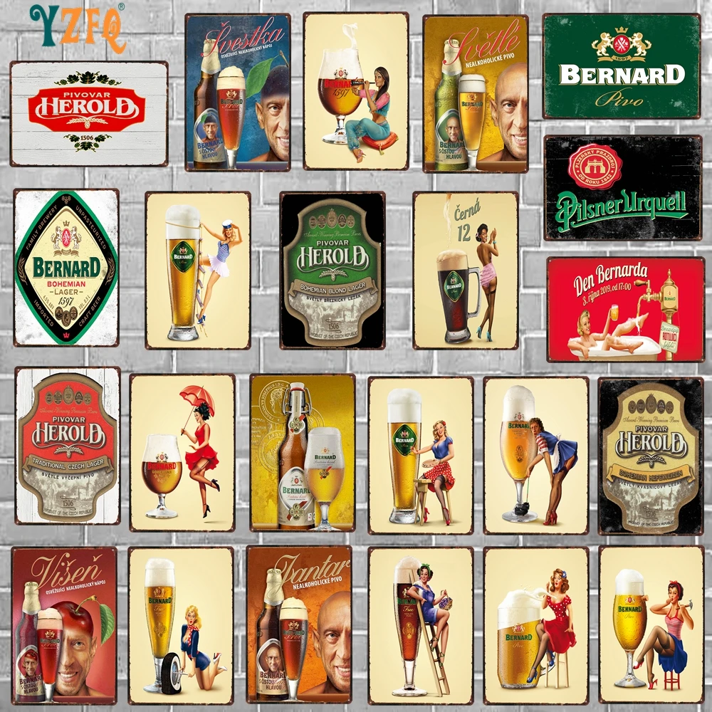 Czech Beer Vintage Metal Plates For Wall Bar Home Pub Art Kitchen Coffee  Decor 30X20CM DU-10032B