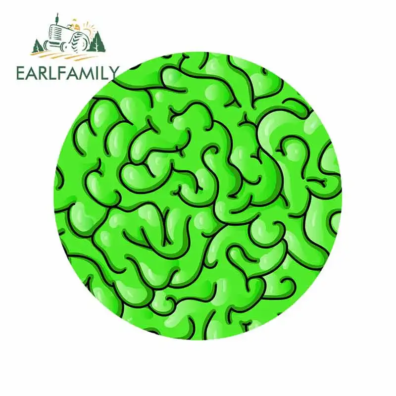 EARLFAMILY 13cm X 13cm for Green Zombie Brain Funny Joke Creative Car Sticker DIY Decal Waterproof Sunscreen for VAN RV SUV