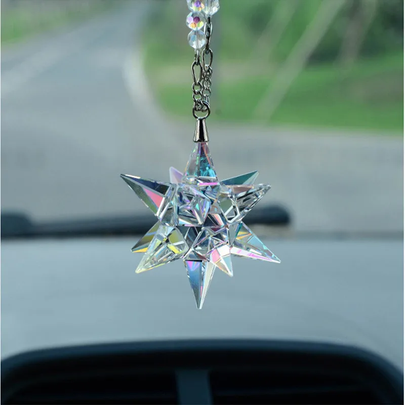 New 60*200mm K9 Crystal Meteor Hammer Snowflake Hanging Ornament Multicolor Crystal Garden Suncatcher Christmas Tree Decoration