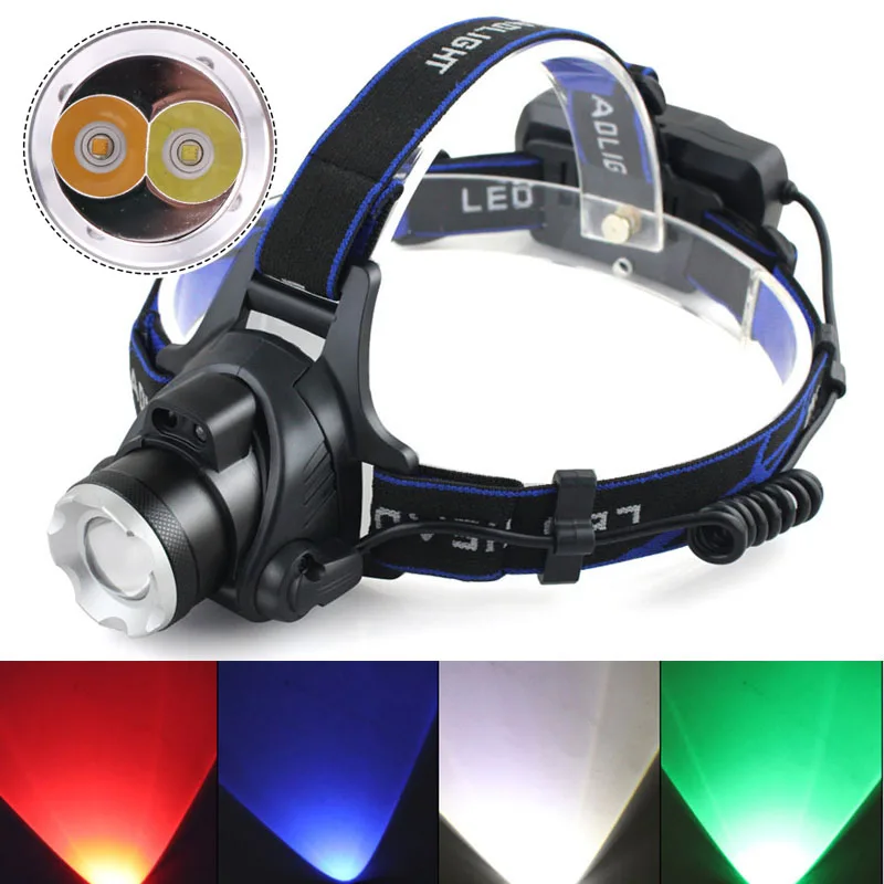 Led Headlamp XHP100 9-core 4 Colors Zoomable Head Flashlight Lamp Torch Usb Rechargeable Headlights Lantern Waterproof for Bike