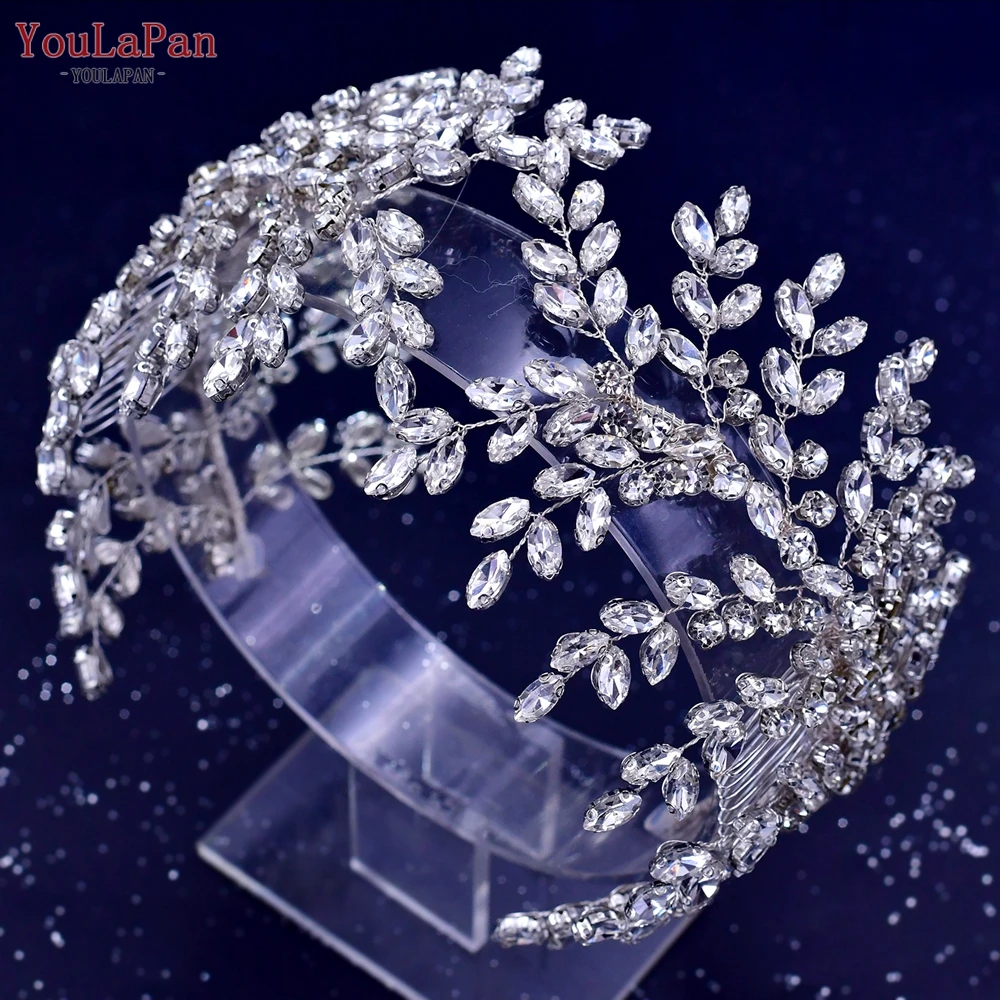 TOPQUEEN-peine con diamantes de imitación para mujer, tocado nupcial, accesorios para el cabello de boda, pinzas para el cabello de lujo, HP432