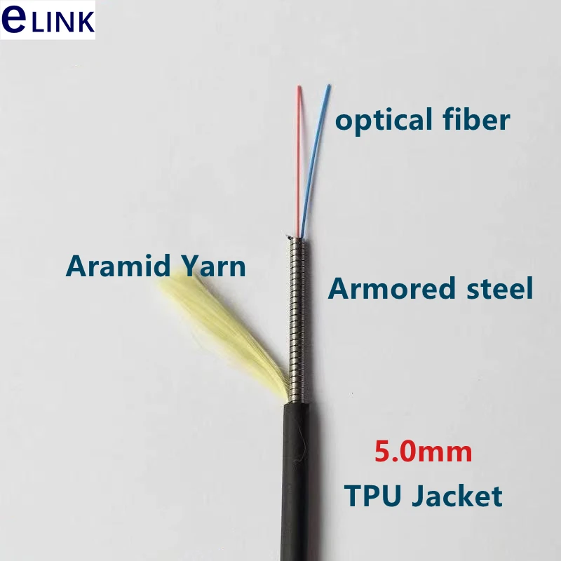 10M TPU SM MM Fiber optic Patchcords 4 cores waterproof LC SC FC Armored patch lead cable Outdoor FTTA jumper 4 fibers 5.0mm