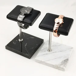 Portable PU Leather & Marble Watch Display Stand Bracelet Bangle Handcrafted Display Case Jewelry Organizer Store Your Watch