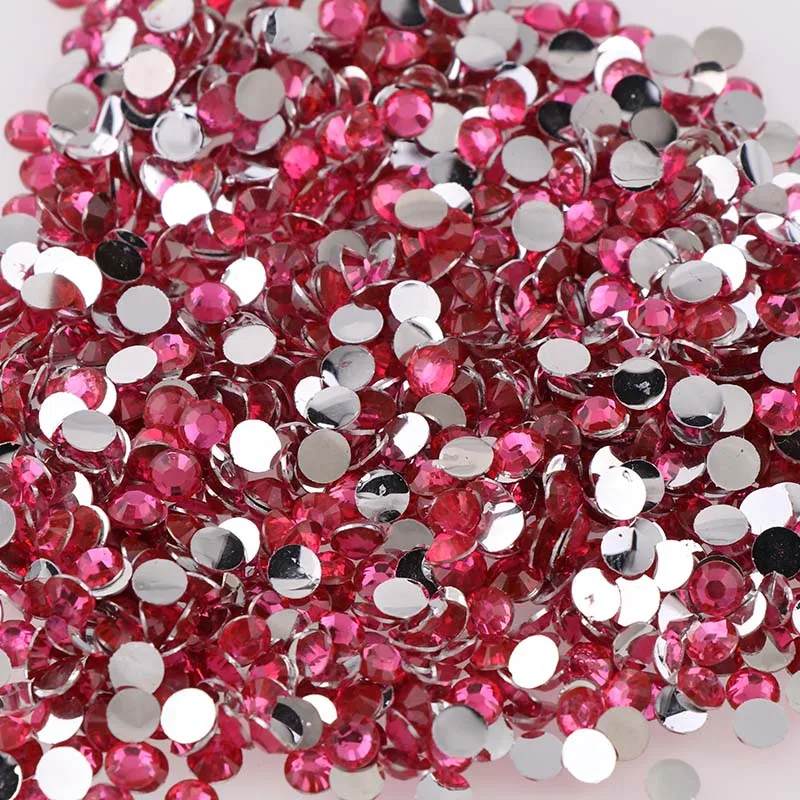 1000 sztuk Non Hot Fix dżetów 2mm okrągły żywica Flatback kryształ Rhinestone DIY paznokci biżuteria artystyczna ozdoby odzieży klej na