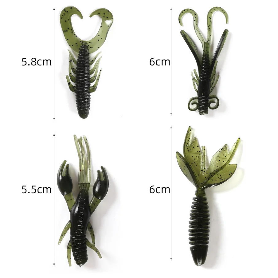 4pcs Soft lure Worms Fishing Lure Shaped 8g 6cm Wobblers Sets Shrimp Lure Silicone Bait Wobbler for Trolling Bass Fishing Tackle