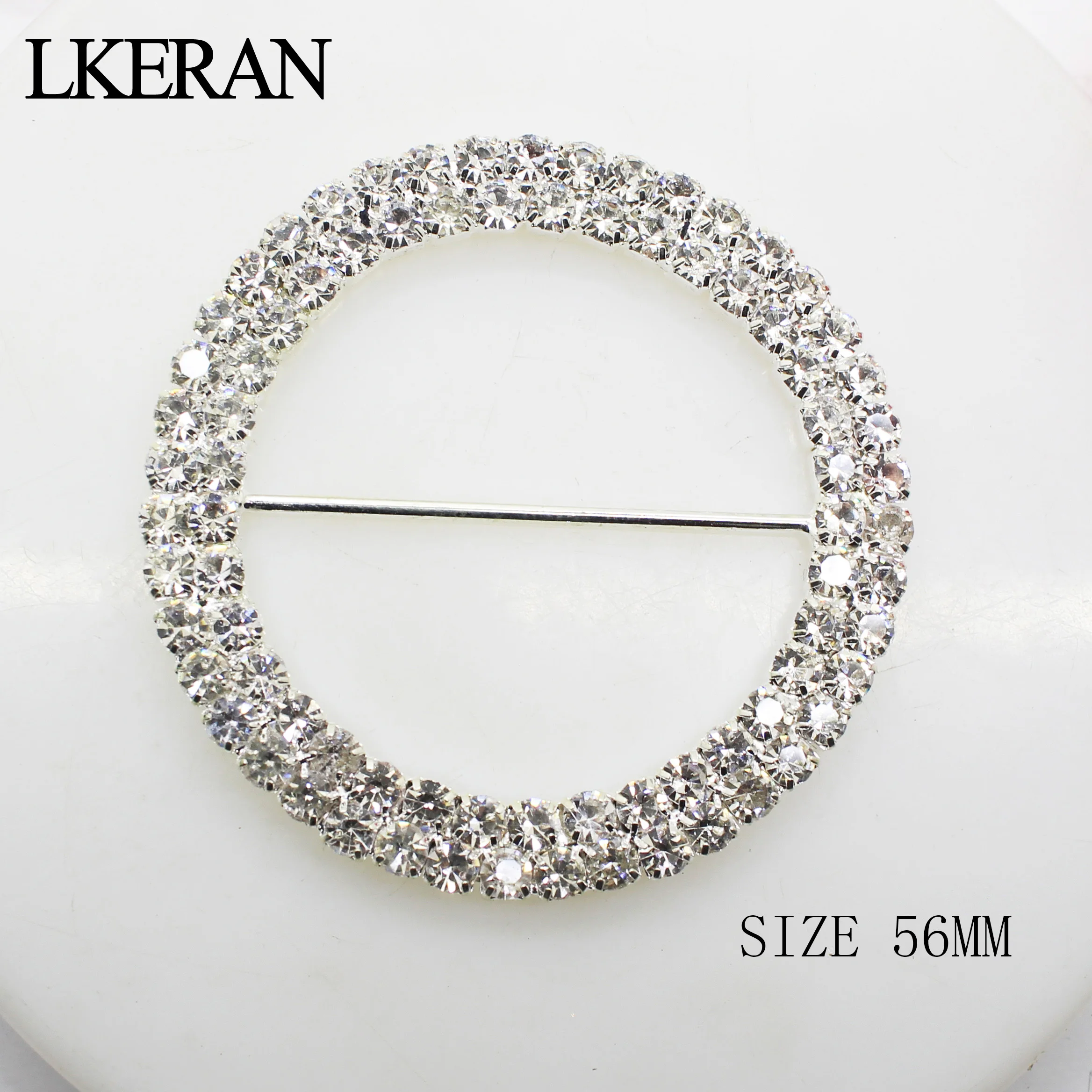 5.6Cm 3Pcs Double-Row Crystal Rhinestone Buckles Silver Metal Wedding Supply Ribbon Slider Gift Decoration Buckle DIY Accessorie