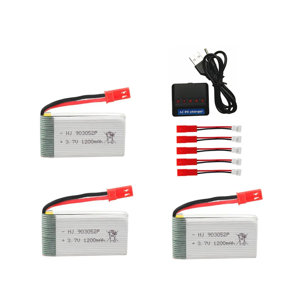 3.7V 1200mah lipo Battery +5 in 1 charger for HQ859B HQ898B H11D H11C T64 T04 T05 F28 F29 T56 T57 Drone 903052 battery