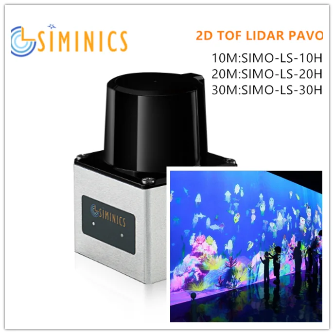 SIMINICS 10m-30m high precision laser radar 2D TOF LiDAR PAVO Wall  floor multi-touch screen  interactive system kit