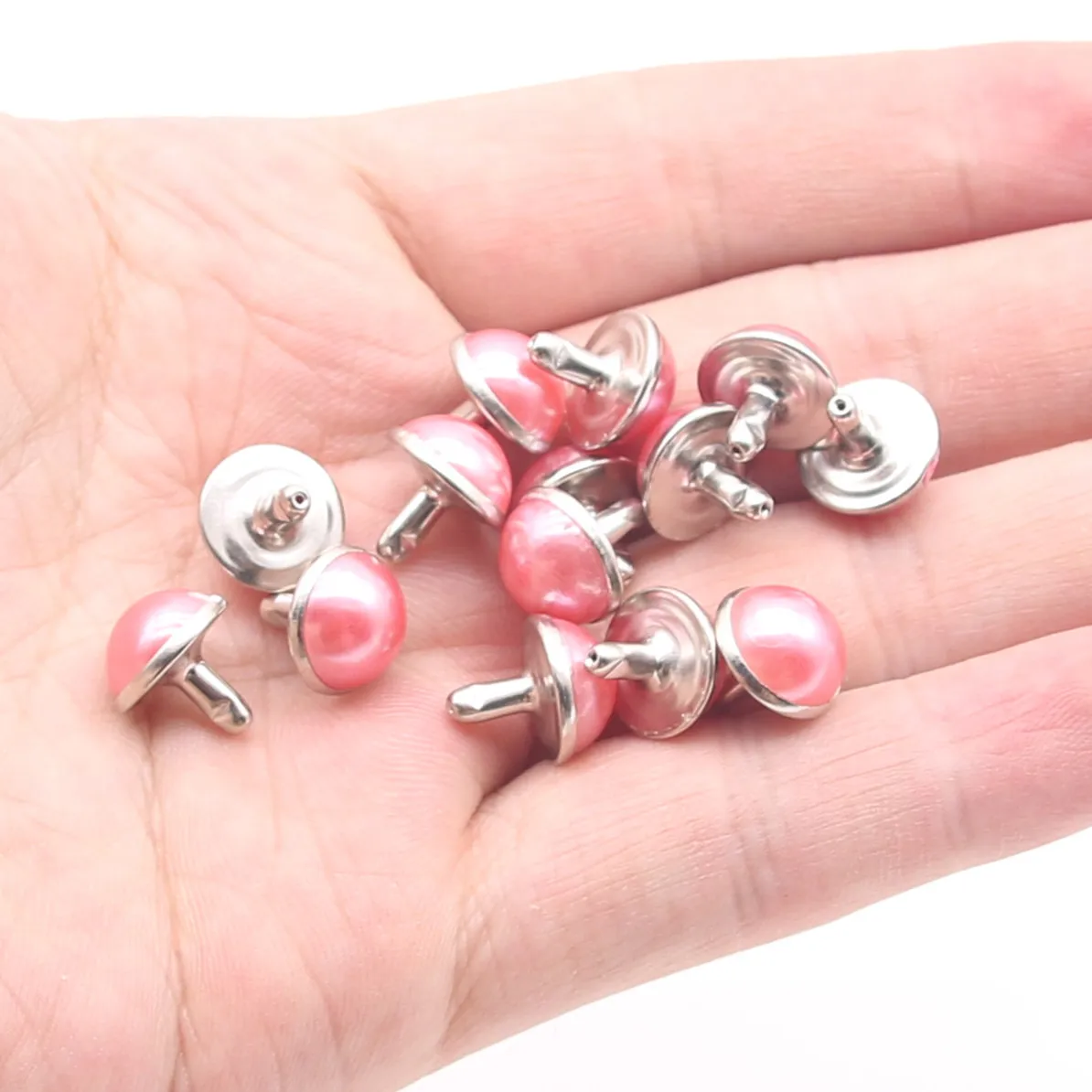 DIY Double Caps Studs Round Acrylic Pearls Punk Rivets for Leather Bag Shoes Clothes Garment Pet Collar Crafts Decor Nail Spike