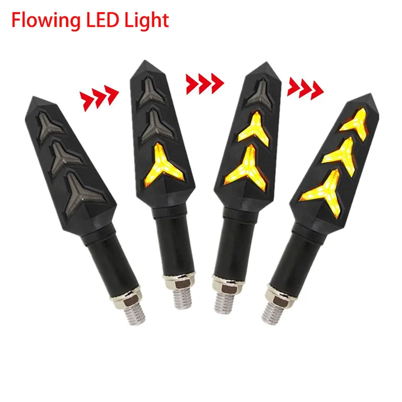 2Pcs Motorcycle LED Turn Signal Lamp Sequential Amber Shock Resistant Low Energy Consumption Flowing LED Indicator Lights#296158