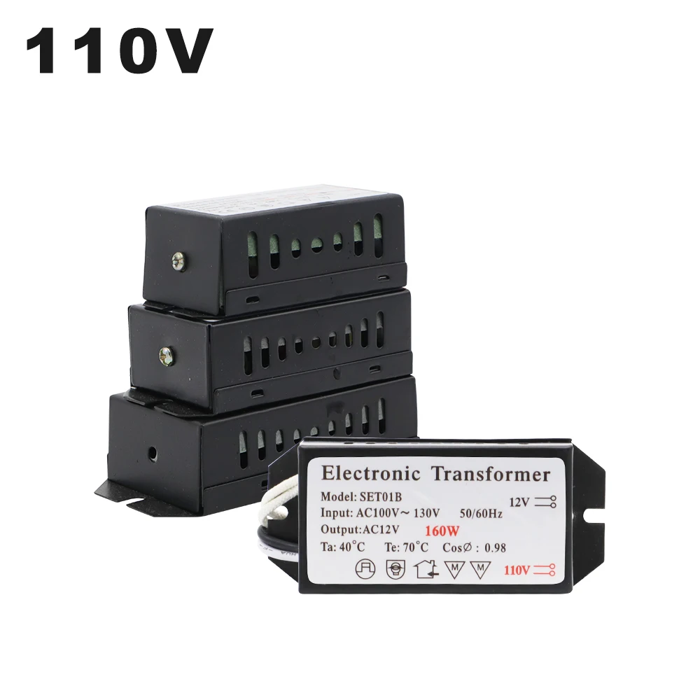 Electronic Transformer 110V To AC 12V Power Supply 40W 60W 80W 105W 120W 160W For G4 Halogen Quartz Light Bead Crystal Droplight