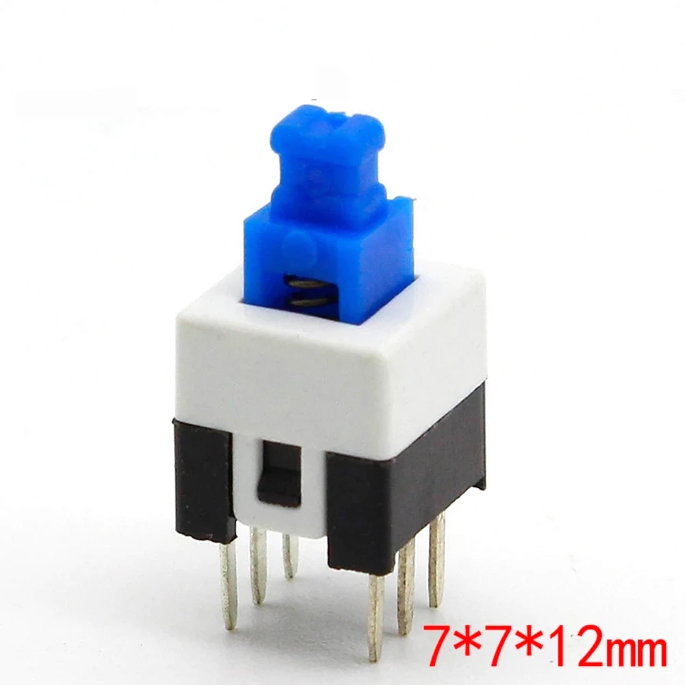 25pcs/lot Square 7x7x12mm 6 Pin Mini Push Button Self-locking Switch G64 Multimeter Switch free Shipping DIY Model Toy