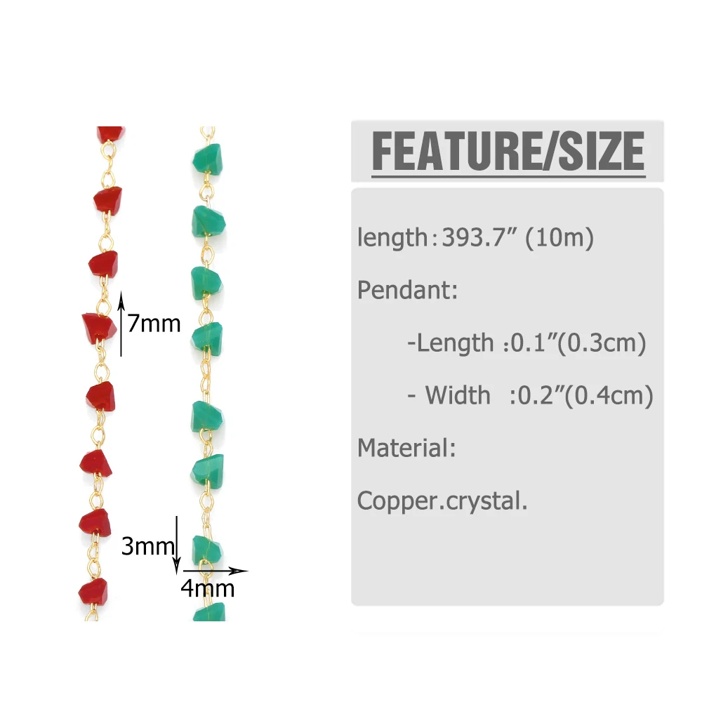 OCESRIO 10M Handmade Fashion Ctystal Chain for Jewelry Making Bulk Gold Plated Copper Handicraft Accessories DIY cana030