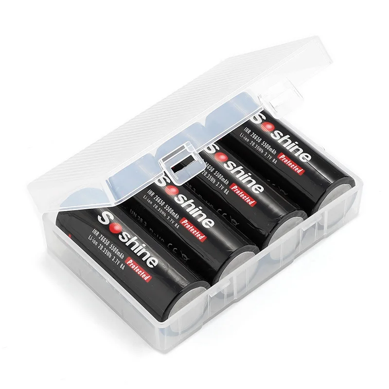 Soshine 5500mAh 3.7V 26650 Rechargeable Battery Li-ion Lithium Battery with Protected PCB