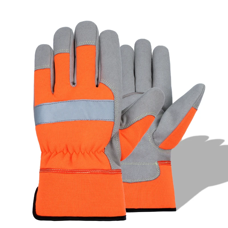 

HENDUGLS 5pcs Shockproof Work Gloves Soft Microfiber Winter Warm Thick Anti Impact Gloves Security Neutral Orange Mitten 9112