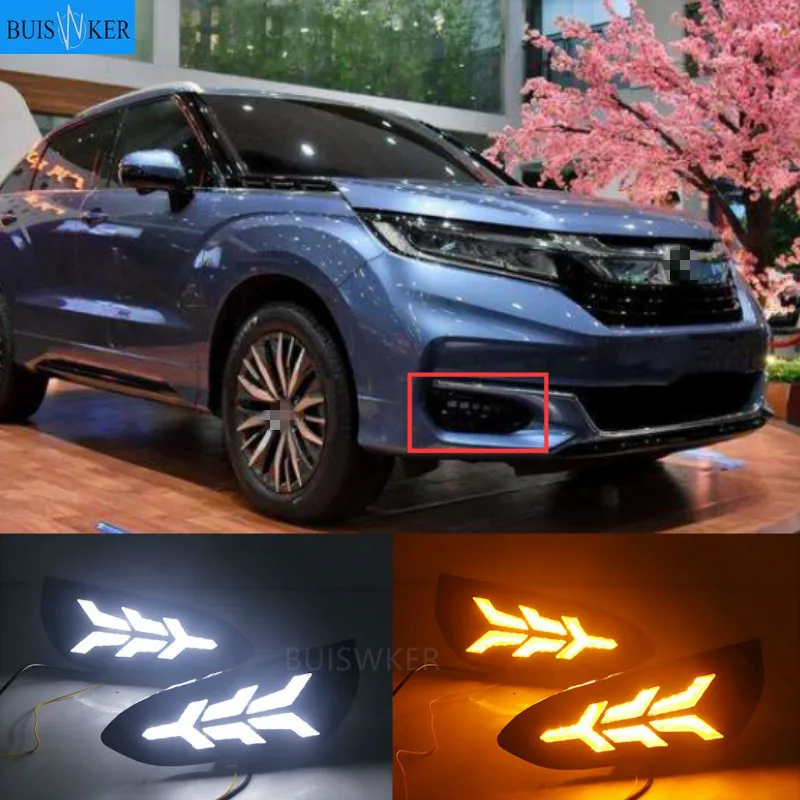 

1 Set For Honda AVANCIER 2020 DRL Daytime Running Lights Daylight 12V ABS Fog Lamp Cover With Turn Yellow Signal Light