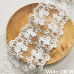 10CM Wide White Mesh Embroidered Flowers Guipure Lace Fabric Ribbon Collar Neckline Trim Curtains Dresses DIY Sewing Supplies