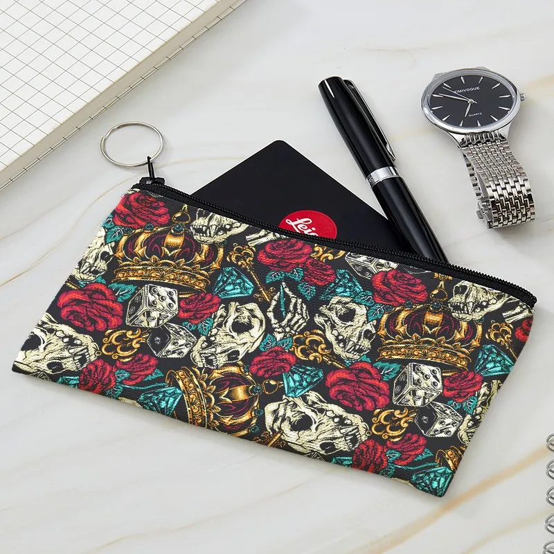 

Unisex Terror Skull Coin Purse Women Mini Canvas Card Holder Small Wallet Pouch Daily Storage Bag Kawaii Girls Purse Clutch