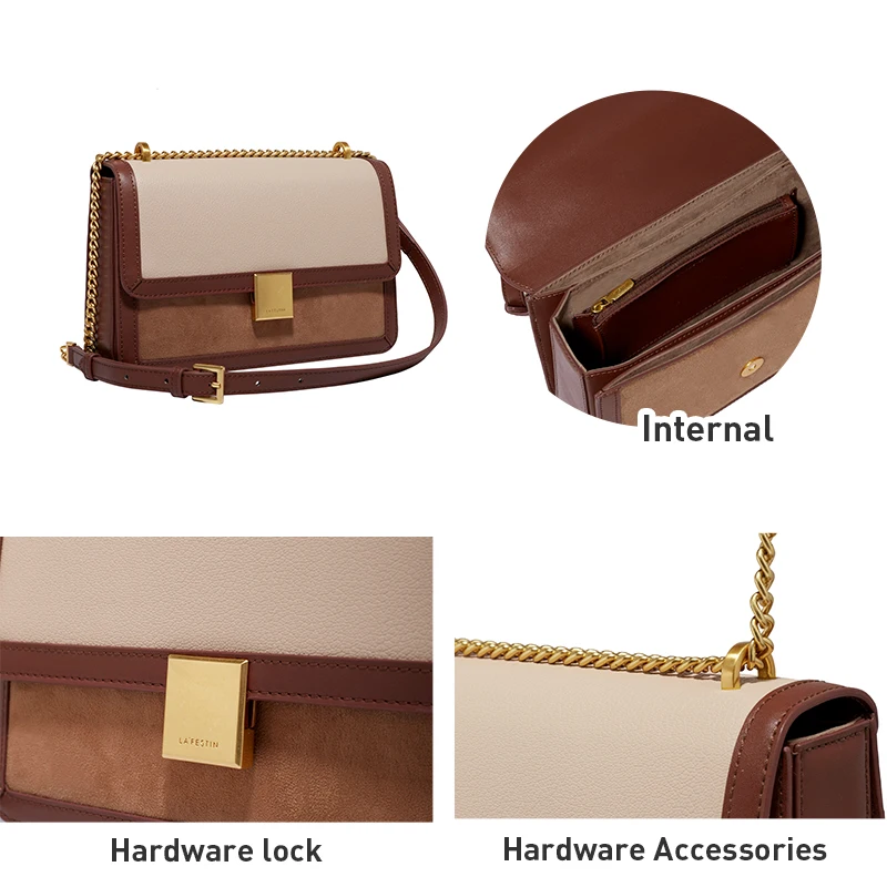 LAFESTIN Women's Handbag 2022 New Trendy Chain Retro One-shoulder Messenger Cambridge Fashion All-match Small Square Bag Simple