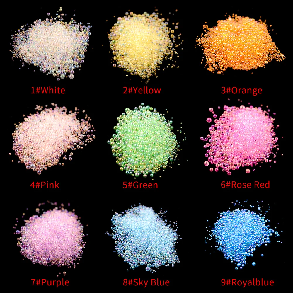 Mini Bola de burbujas para decoración de uñas, Bola de bolitas con forma de Caviar, gotitas de gota de agua para Resina UV, relleno de silicona