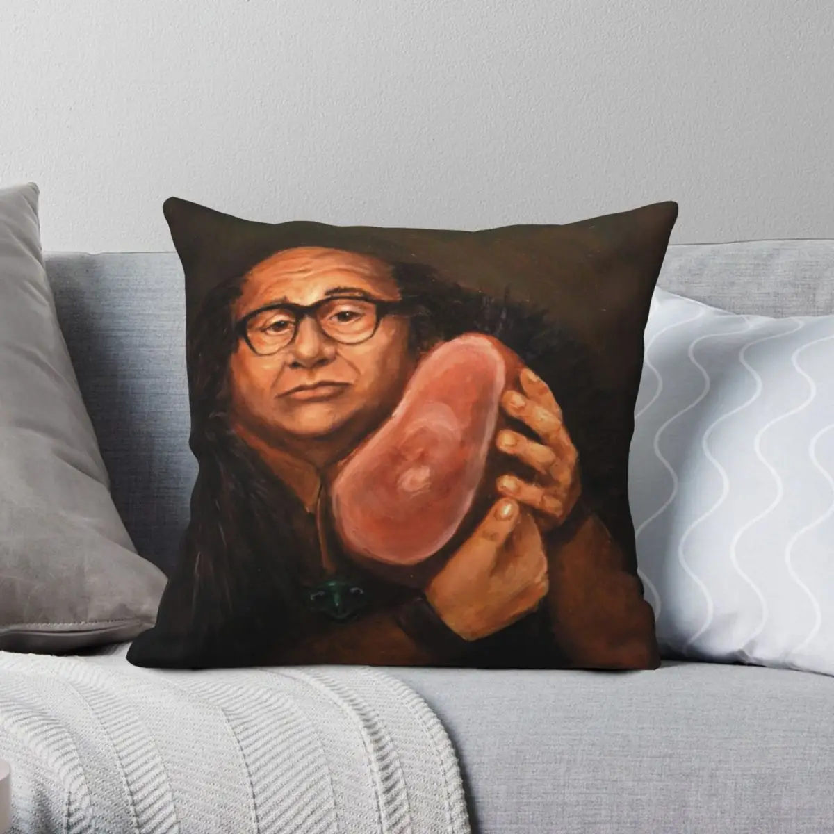 Danny Devito And His Beloved Ham Square Pillowcase Polyester Linen Velvet Zip Decor Throw Pillow Case Home Cushion Cover