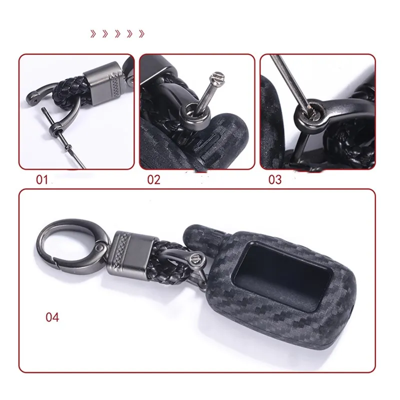 Carbon Silicone Key Case Skin For StarLine А4 A6 A8 A9 V5 24V Russian Two Way Car Alarm Keychain LCD Transmitter Remote Control