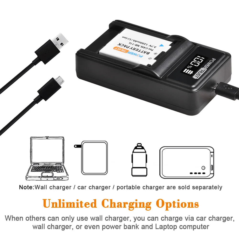 NB-11L 1200mAh NB 11L NB11L Battery and Charger for Canon NB-11LH PowerShot A2300 IS A2400 IS A2500 A2600 A3400 IS
