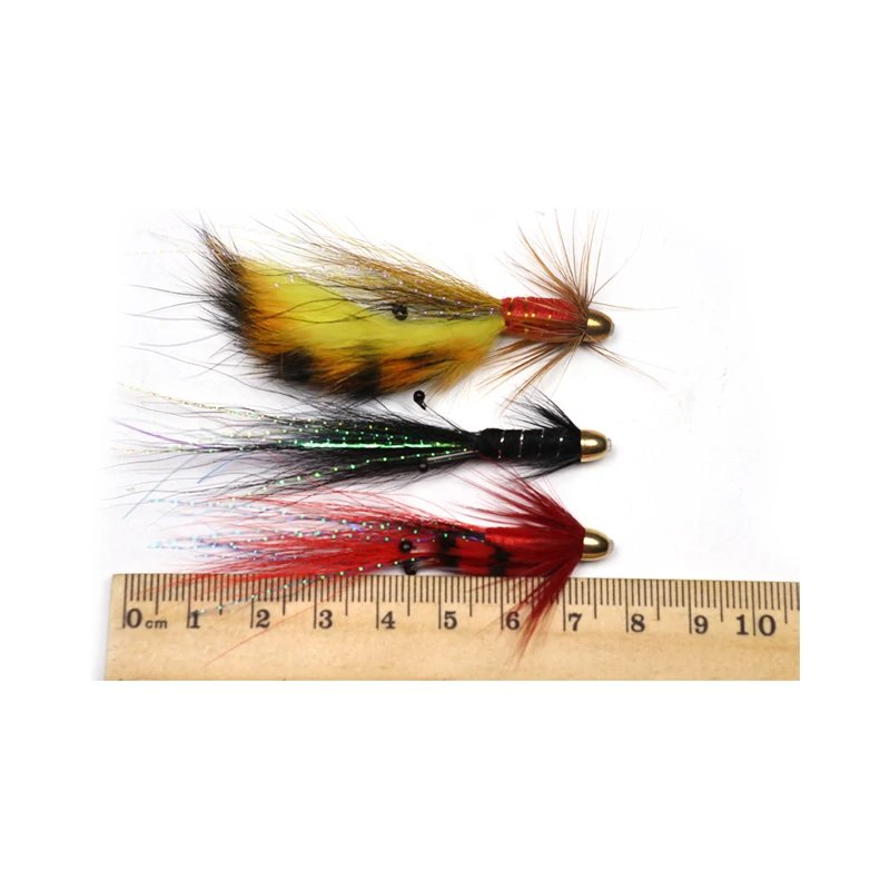 Bimoo 4PCS Conehead Fire Tiger / Black/ Red  Francis Snaelda Salmon Tube Flies & Trebles
