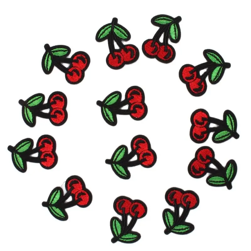 10pcs Iron On Cherry Patches DIY Cartoon Fruits Stickers For Jeans Bags Pants Coats Dress T Shirts Sewing Badge DIY Appliques