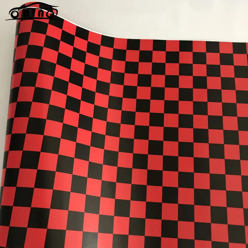 10/20/30/40/50X152CM Black Red Checkered Flag Sticker Racing Motorcycle Scooter Car Wrap Foil With Air Bubble Free Release