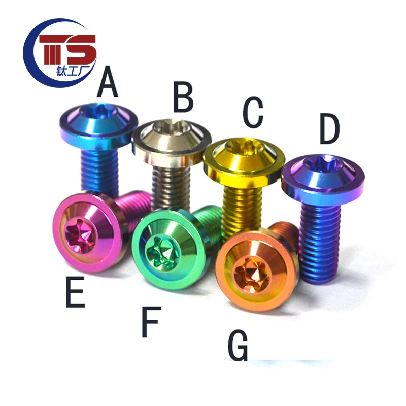 TS Titanium Ti M8X15/20/25/30/35mm Titanium Bolts Screws Hexagon Truss Headed Multicolor  1pcs