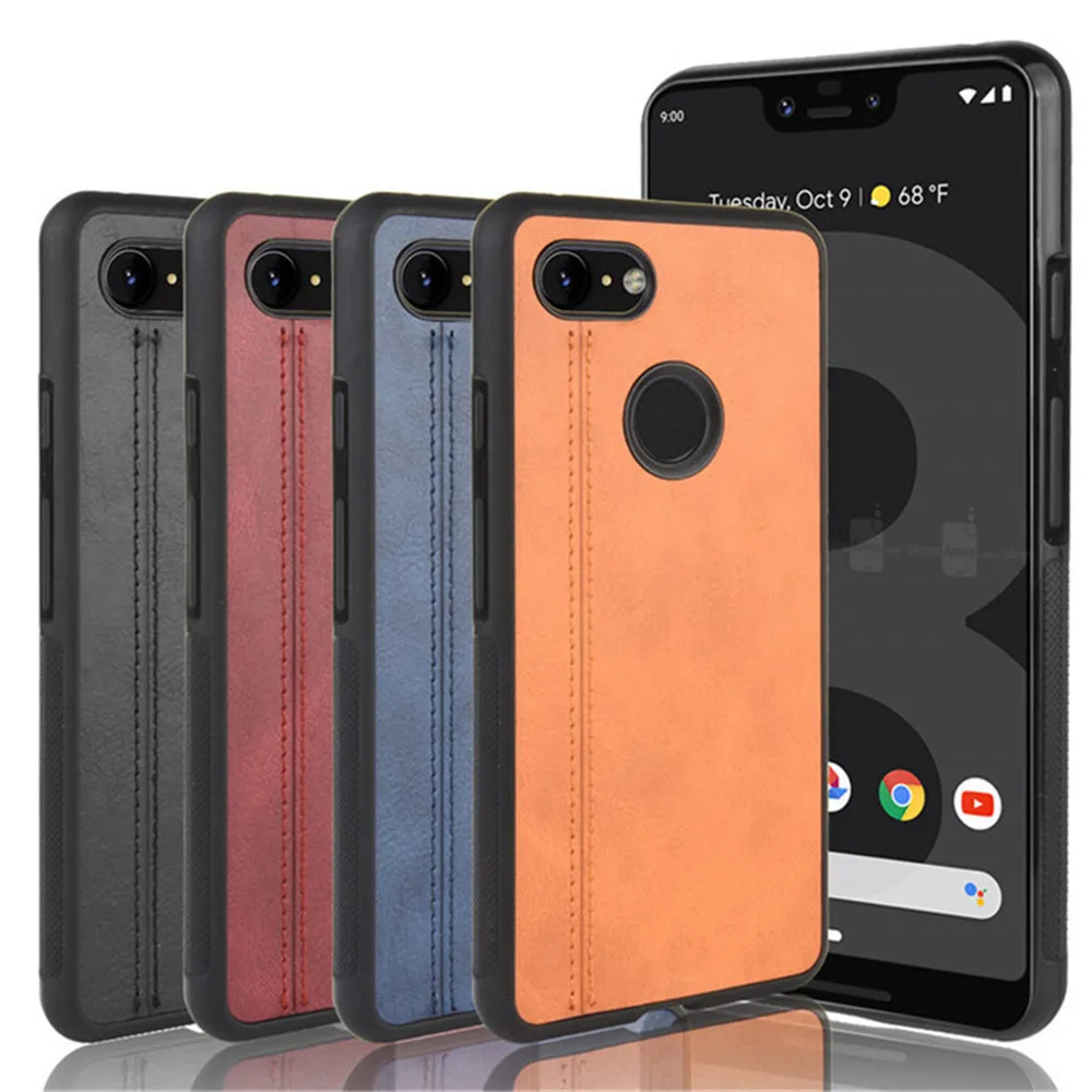 For Google Pixel 3 3A 4 4A 5 5A 6 7 Pro XL 5G Luxury Calfskin PU Leather lines Hard Back Cover Case For Pixel 3XL 4XL Phone Case