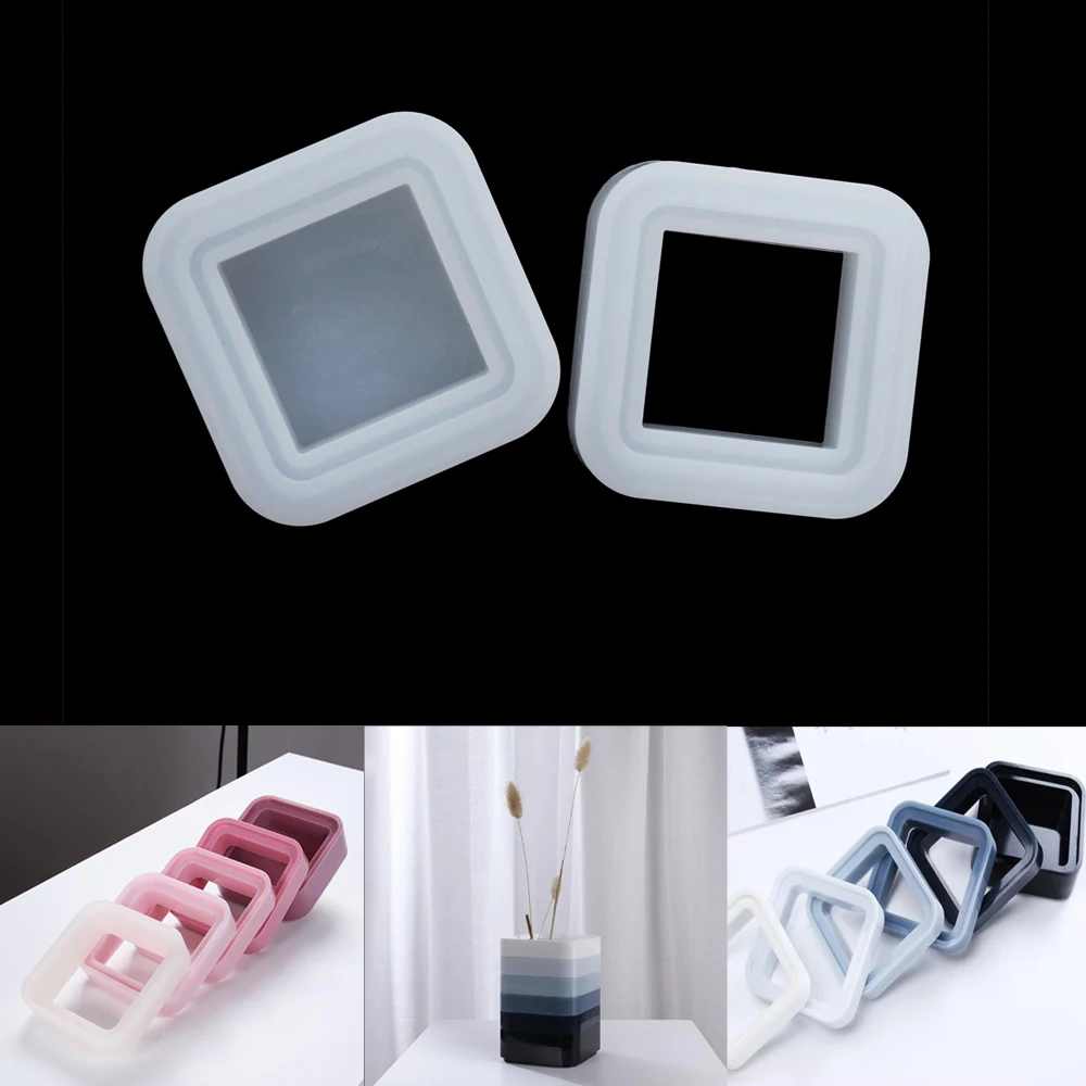 

1Pc Square Jewelry Storage Box Epoxy Resin Mold Flower Pots Stacking Silicone Mold for Making Gift Box DIY Casting Epoxy Box