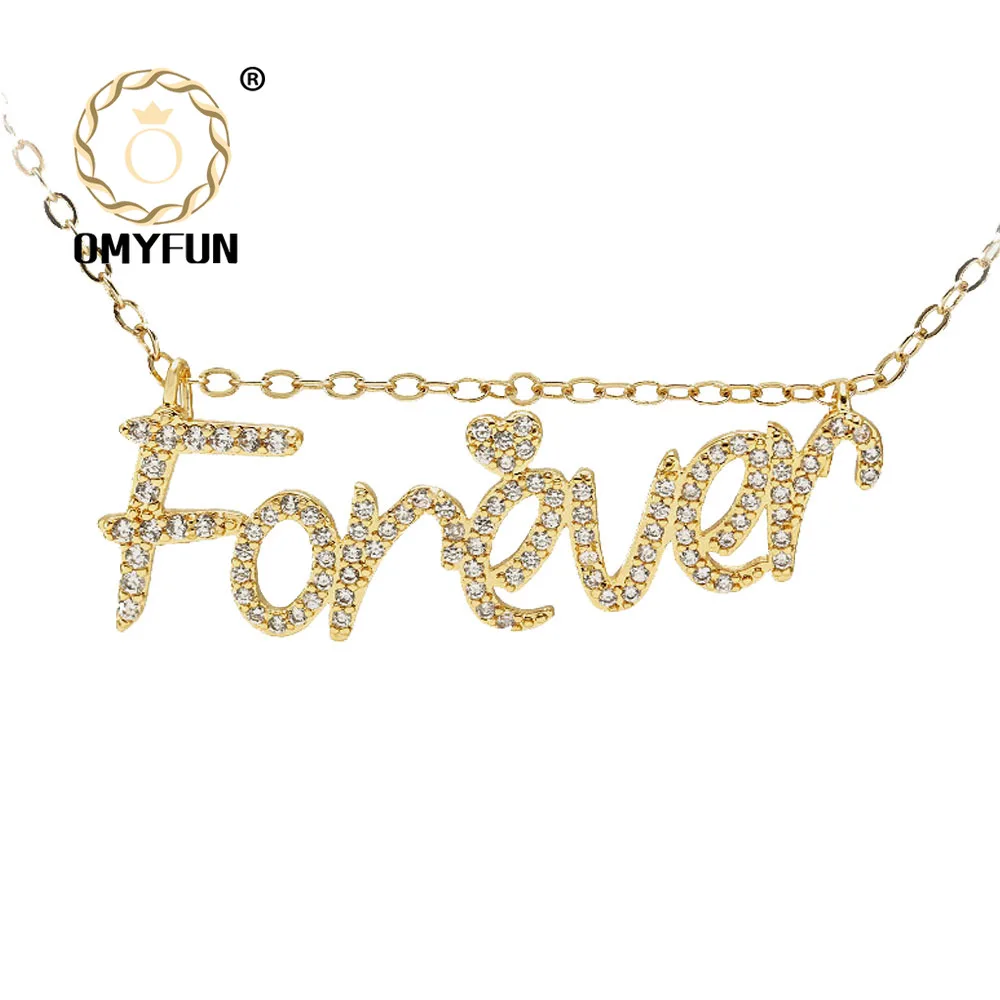 OMYFUN New Forever Pendant Necklace DIY Letters Necklace Fashion Jewelry Set Necklaces for Women O Box Heart Chians Wholesale