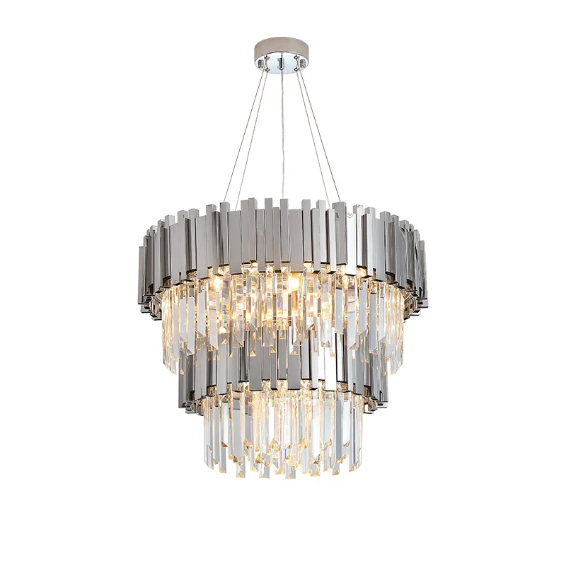 Lustre en cristal d\'acier inoxydable de déco d\'art d\'or postmoderne, lustre d\'éclairage, lampes suspendues, marbre, salle à manger