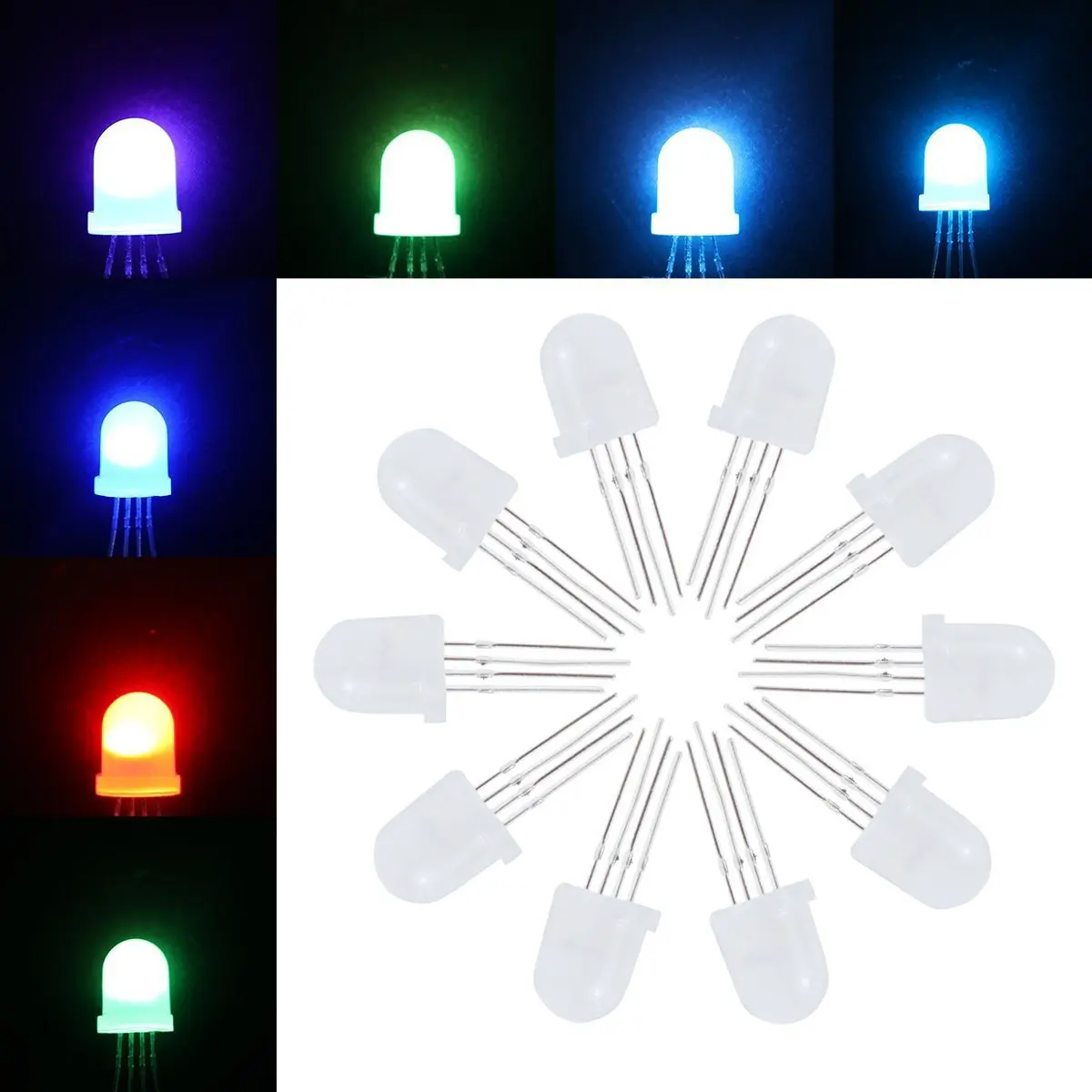 50pcs-500pcs DC5V Diffused round hat RGB LED with WS2811 chipset inside, WS2812D F5mm  F8mm pixel led chips RGB full- color