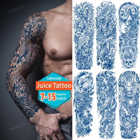 Grote Arm Mouw Tattoo Totem Tribal Sap Inkt Langdurige Waterdichte Tijdelijke Tattoo Sticker Mannen Tatoo Fake Body Art Transfer