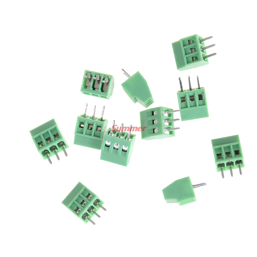 حار 10 قطعة PCB برغي محطة كتلة موصلات 150 فولت 6A النحاس PCB كتل طرفية 5 مللي متر 3 دبابيس