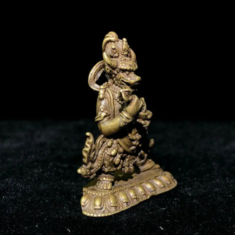 Fengshui cinese antico Vintage da collezione in ottone lavoro manuale statua di Buddha yamantak