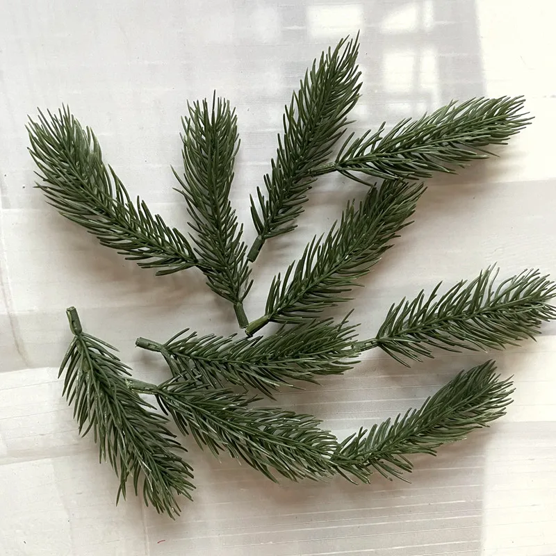 10pcs Pine Branches Artificial Fake Plant Artificial Flower Branch Christmas Party Decoration DIY Accessories Bouquet Gift Box