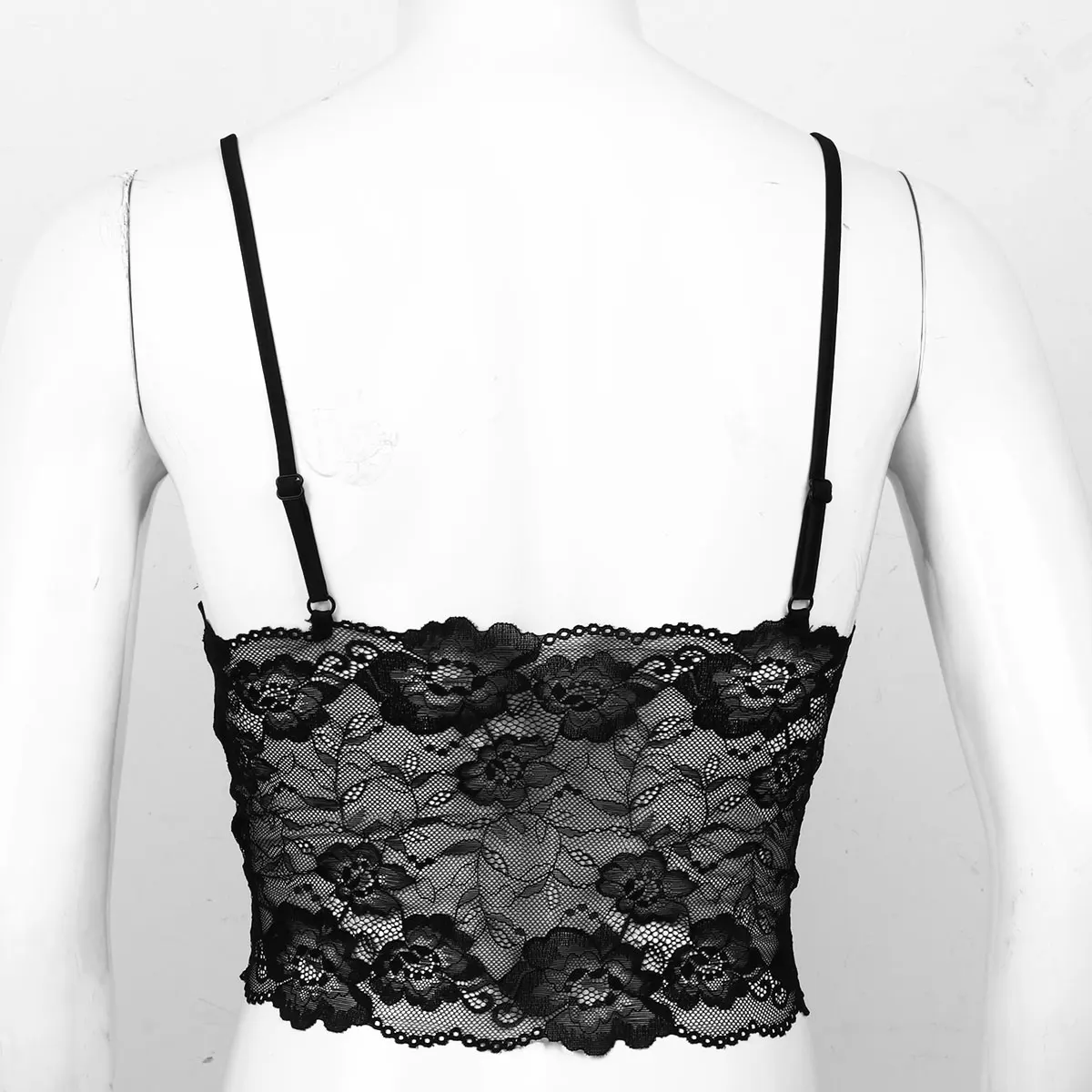 Sissy Mens Lingerie Porno Vest Tops See Through sheer Lace Sissy Bra Tops Spaghetti Straps Exotic Parties Camisole Crop Top