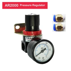 AR2000 G1/4'' Air Control Compressor Pressure Relief Regulator Valve with Fitting Gauge and Bracket