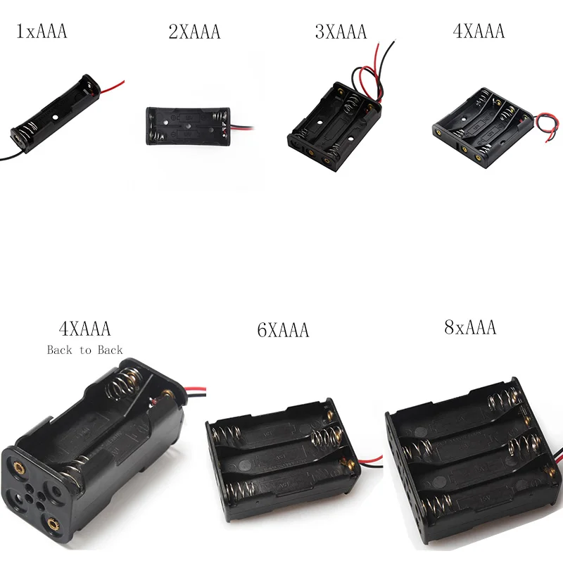 New 1x 2x 3x 4x AAA Battery Box Case Holder With Wire Leads Side By Side Battery Box Connecting Solder For 1-4pcs AAA Batteries